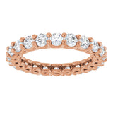 14K Gold Round Natural Diamond Low Profile Eternity Band - 3mm Stones - Rose Gold - view 3