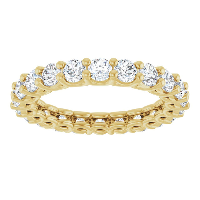 14K Gold Round Natural Diamond Low Profile Eternity Band - 3mm Stones - Yellow Gold - view 3
