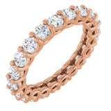 14K Gold Round Natural Diamond Low Profile Eternity Band - 3mm Stones - Rose Gold