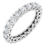 14K Gold Round Natural Diamond Low Profile Eternity Band - 3mm Stones - White Gold