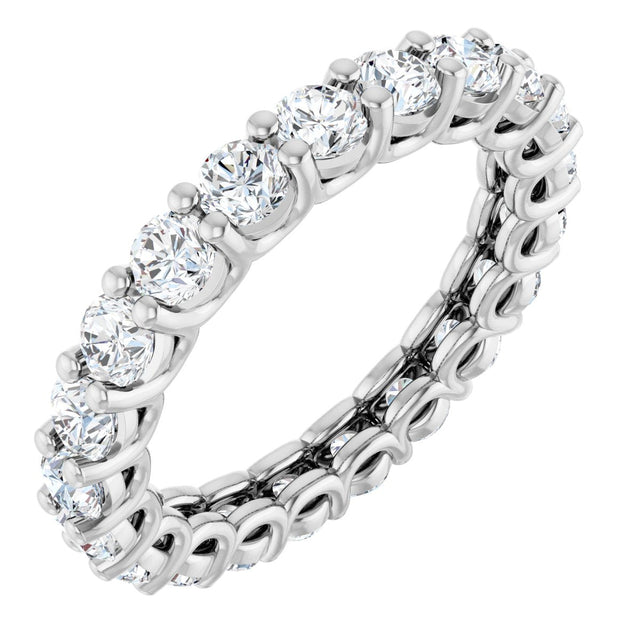 Platinum Round Natural Diamond Low Profile Eternity Band - 3mm Stones