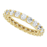 14K Gold Round Natural Diamond Low Profile Eternity Band - 3mm Stones - Yellow Gold - view 5