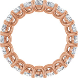 14K Gold Round Natural Diamond Low Profile Eternity Band - 3mm Stones - Rose Gold - view 2
