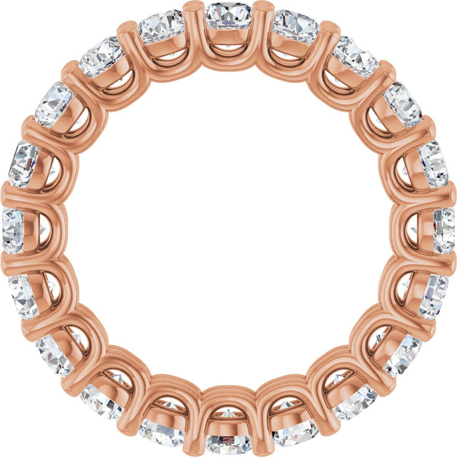 14K Gold Round Natural Diamond Low Profile Eternity Band - 3mm Stones - Rose Gold - view 2
