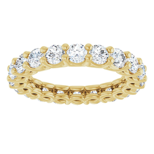 14K Gold Round Natural Diamond Low Profile Eternity Band - 3mm Stones - Yellow Gold - view 3