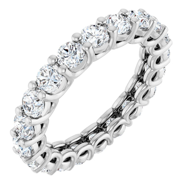 Platinum Round Natural Diamond Low Profile Eternity Band - 3mm Stones