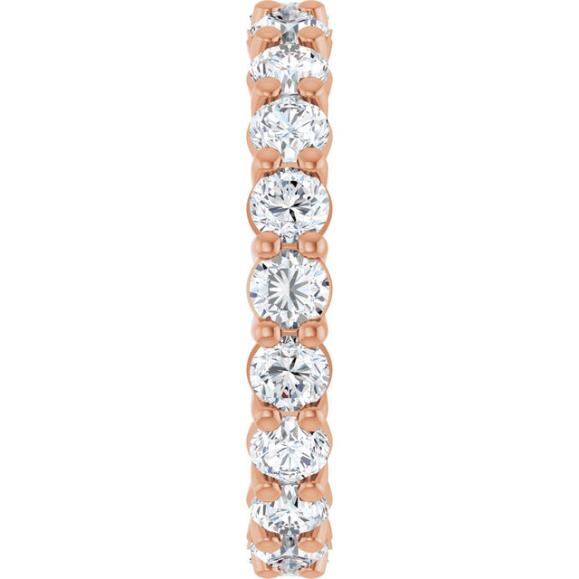 14K Gold Round Natural Diamond Low Profile Eternity Band - 3mm Stones - Rose Gold - view 4