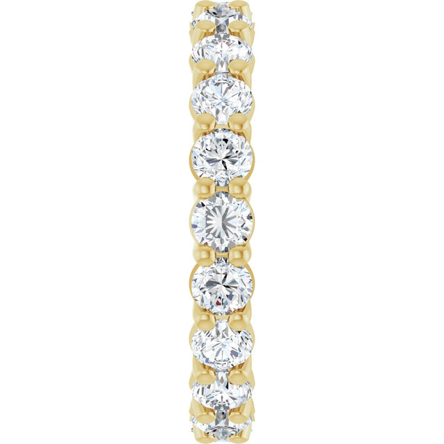 14K Gold Round Natural Diamond Low Profile Eternity Band - 3mm Stones - Yellow Gold - view 4