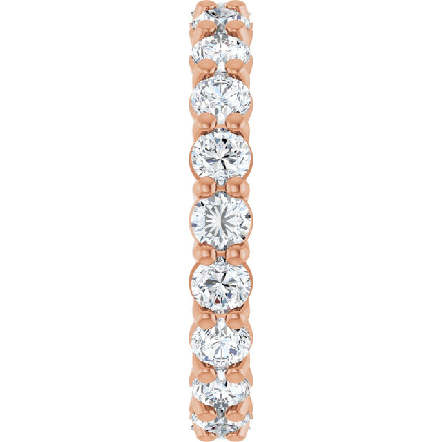 14K Gold Round Natural Diamond Low Profile Eternity Band - 3mm Stones - Rose Gold - view 4