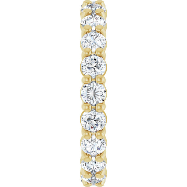 14K Gold Round Natural Diamond Low Profile Eternity Band - 3mm Stones - Yellow Gold - view 4
