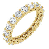 14K Gold Round Natural Diamond Low Profile Eternity Band - 3mm Stones - Yellow Gold