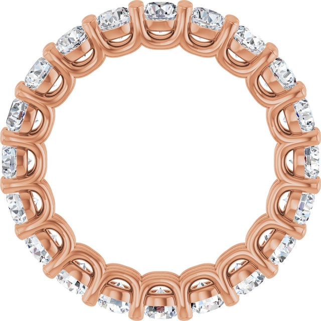 14K Gold Round Natural Diamond Low Profile Eternity Band - 3mm Stones - Rose Gold - view 2