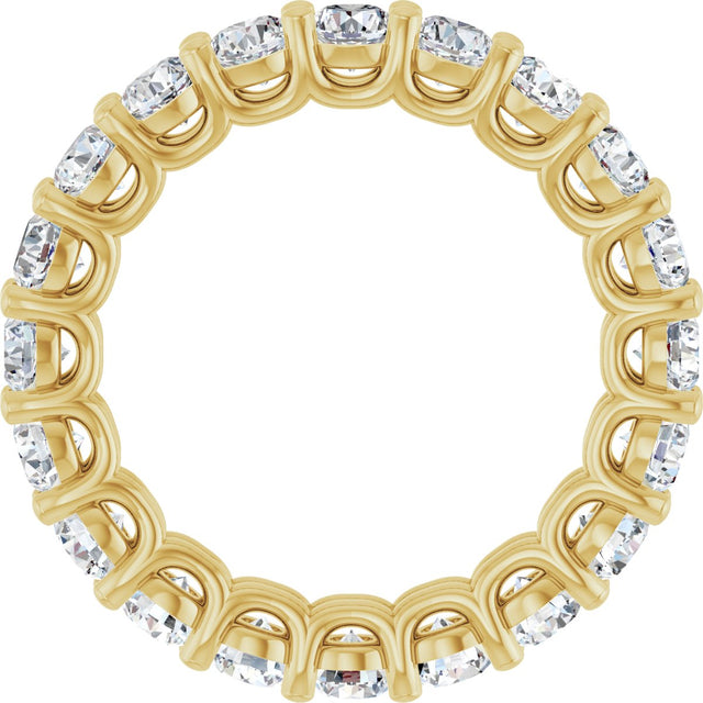 14K Gold Round Natural Diamond Low Profile Eternity Band - 3mm Stones - Yellow Gold - view 2