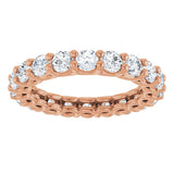 14K Gold Round Natural Diamond Low Profile Eternity Band - 3mm Stones - Rose Gold - view 3