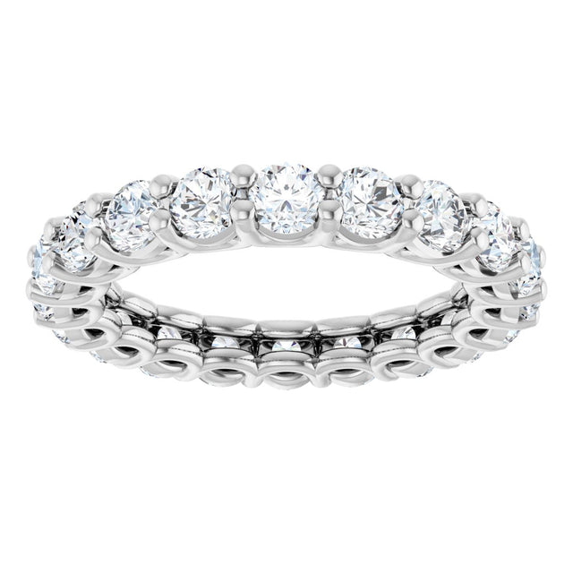 Platinum Round Lab-Grown Diamond Low Profile Eternity Band - 3mm Stones - view 3