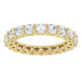 14K Gold Round Natural Diamond Low Profile Eternity Band - 3mm Stones - Yellow Gold - view 3
