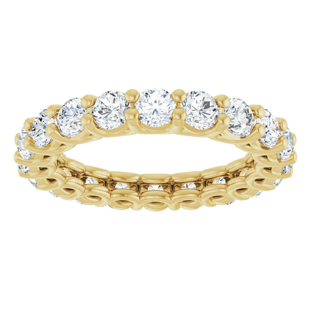 14K Gold Round Natural Diamond Low Profile Eternity Band - 3mm Stones - Yellow Gold - view 3