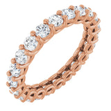 14K Gold Round Natural Diamond Low Profile Eternity Band - 3mm Stones - Rose Gold