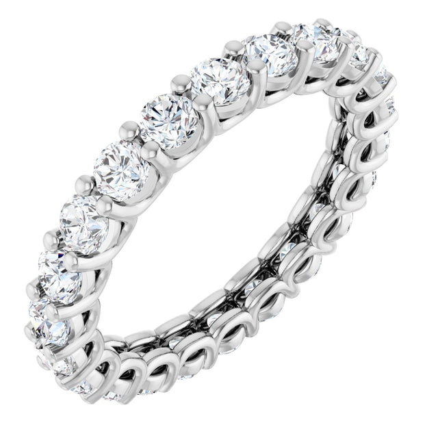 Platinum Round Natural Diamond Low Profile Eternity Band - 3mm Stones