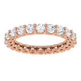 14K Gold Round Natural Diamond Low Profile Eternity Band - 3mm Stones - Rose Gold - view 3