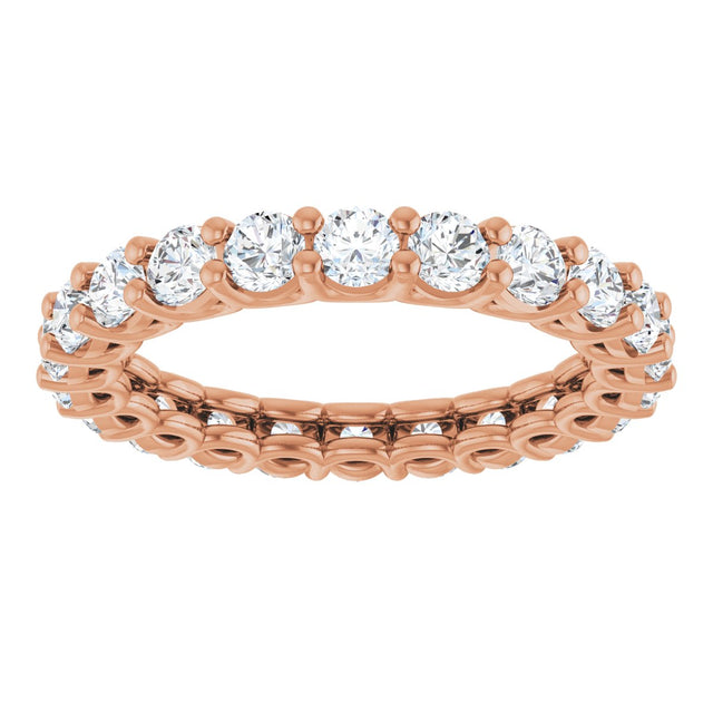 14K Gold Round Lab-Grown Diamond Low Profile Eternity Band - 3mm Stones - Rose Gold - view 3