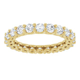 14K Gold Round Natural Diamond Low Profile Eternity Band - 3mm Stones - Yellow Gold - view 3