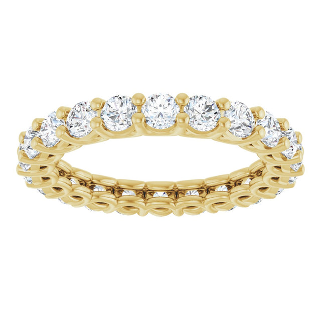 14K Gold Round Natural Diamond Low Profile Eternity Band - 3mm Stones - Yellow Gold - view 3