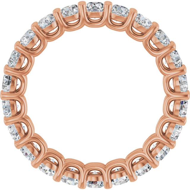 14K Gold Round Natural Diamond Low Profile Eternity Band - 3mm Stones - Rose Gold - view 2