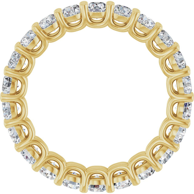 14K Gold Round Natural Diamond Low Profile Eternity Band - 3mm Stones - Yellow Gold - view 2
