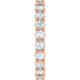 14K Gold Round Natural Diamond Low Profile Eternity Band - 3mm Stones - Rose Gold - view 4