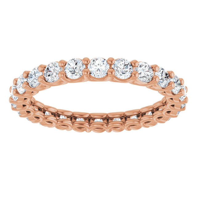 14K Gold Round Lab-Grown Diamond Low Profile Eternity Band - 2.25mm Stones - Rose Gold - view 3
