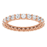 14K Gold Round Natural Diamond Low Profile Eternity Band - 2.25mm Stones - Rose Gold - view 3