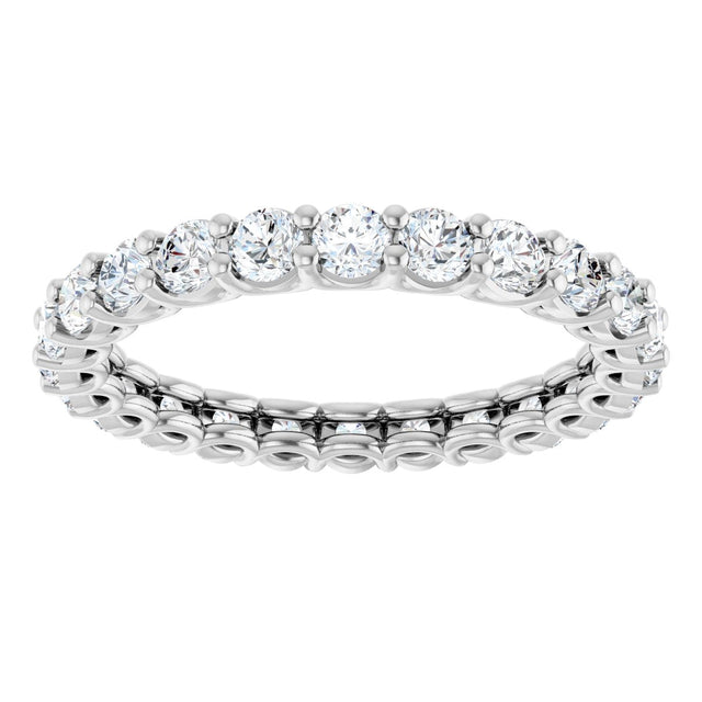 14K Gold Round Natural Diamond Low Profile Eternity Band - 2.25mm Stones - White Gold - view 3