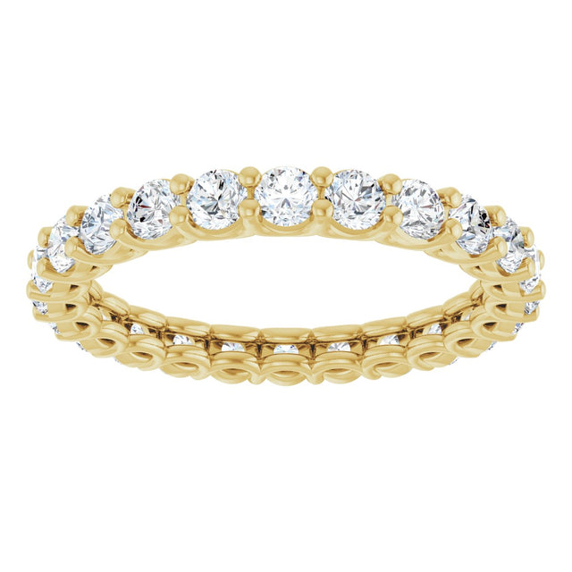 14K Gold Round Natural Diamond Low Profile Eternity Band - 2.25mm Stones - Yellow Gold - view 3