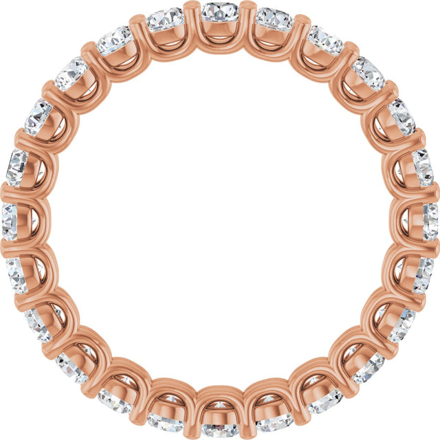 14K Gold Round Natural Diamond Low Profile Eternity Band - 2.25mm Stones - Rose Gold - view 2