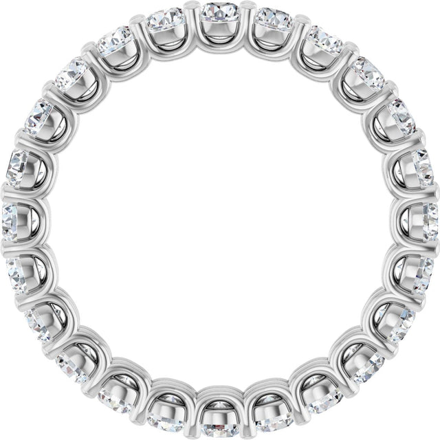 14K Gold Round Natural Diamond Low Profile Eternity Band - 2.25mm Stones - White Gold - view 2