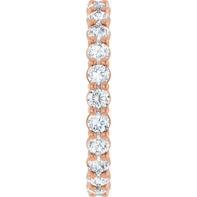 14K Gold Round Natural Diamond Low Profile Eternity Band - 2.25mm Stones - Rose Gold - view 4