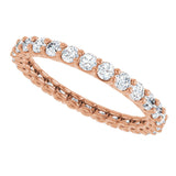 14K Gold Round Natural Diamond Low Profile Eternity Band - 2.25mm Stones - Rose Gold - view 5