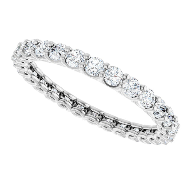 14K Gold Round Natural Diamond Low Profile Eternity Band - 2.25mm Stones - White Gold - view 5