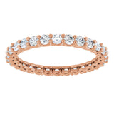 14K Gold Round Natural Diamond Low Profile Eternity Band - 2.25mm Stones - Rose Gold - view 3