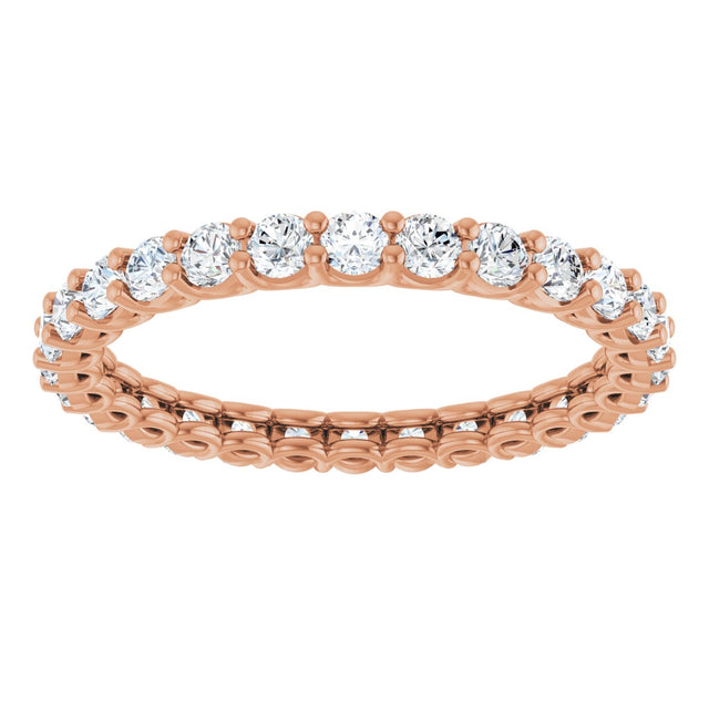 14K Gold Round Natural Diamond Low Profile Eternity Band - 2.25mm Stones - Rose Gold - view 3