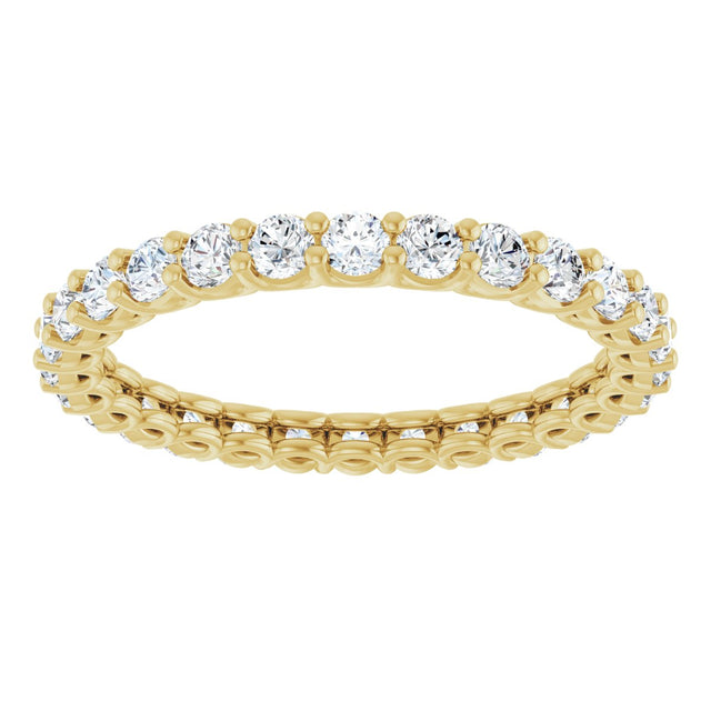 14K Gold Round Natural Diamond Low Profile Eternity Band - 2.25mm Stones - Yellow Gold - view 3