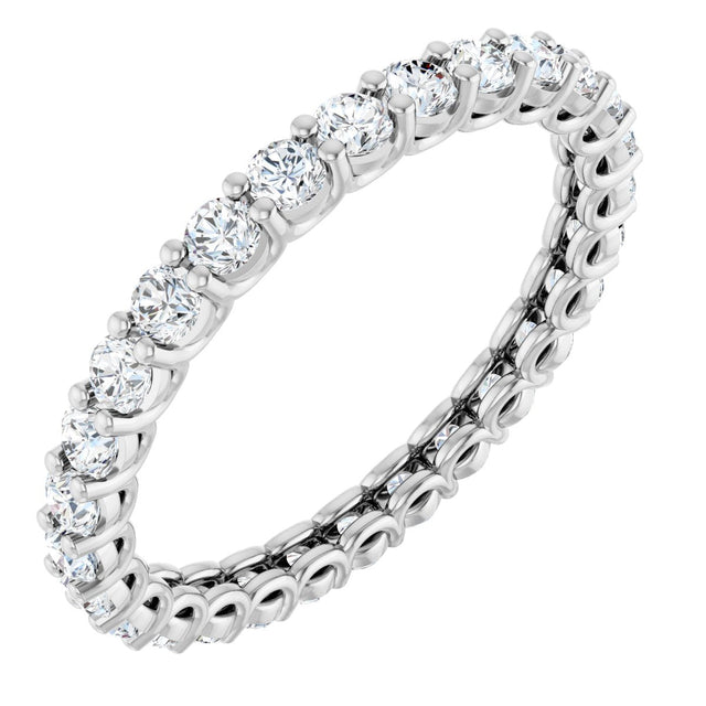 14K Gold Round Lab-Grown Diamond Low Profile Eternity Band - 2.25mm Stones - White Gold