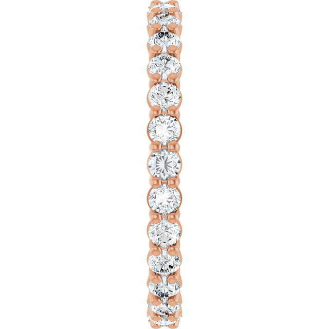 14K Gold Round Natural Diamond Low Profile Eternity Band - 2.25mm Stones - Rose Gold - view 4