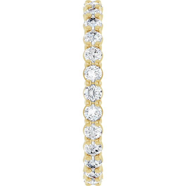 14K Gold Round Natural Diamond Low Profile Eternity Band - 2.25mm Stones - Yellow Gold - view 4