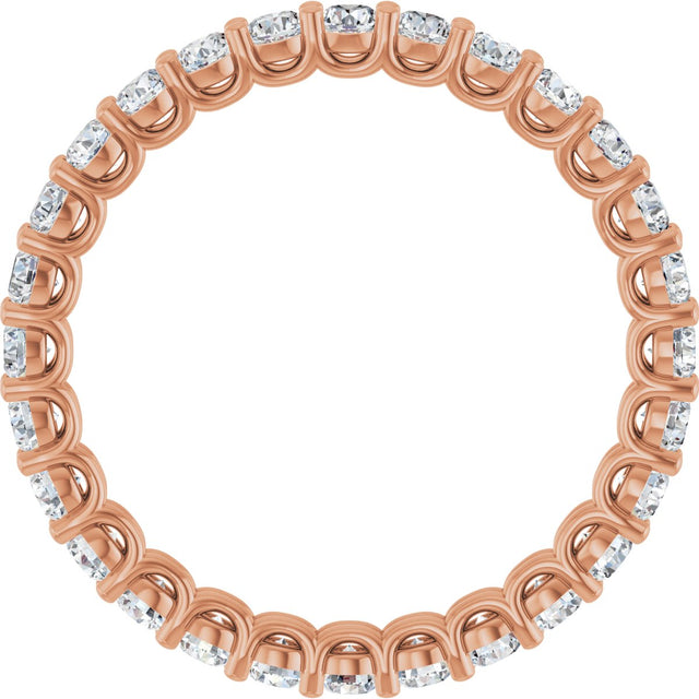 14K Gold Round Natural Diamond Low Profile Eternity Band - 2.25mm Stones - Rose Gold - view 2
