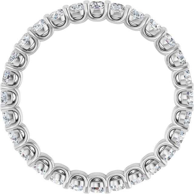 14K Gold Round Natural Diamond Low Profile Eternity Band - 2.25mm Stones - White Gold - view 2