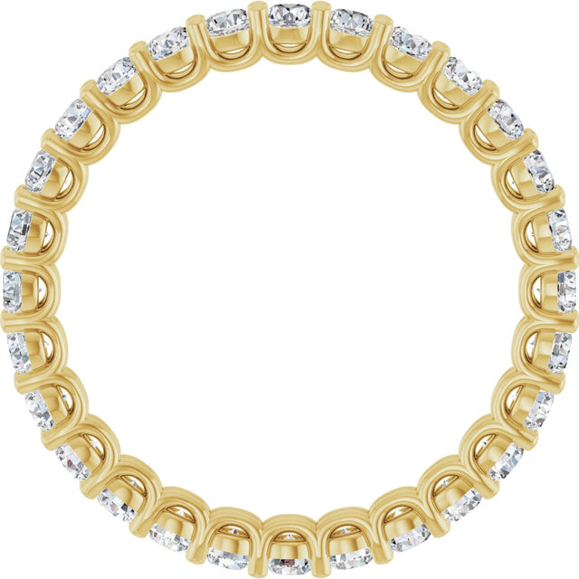 14K Gold Round Natural Diamond Low Profile Eternity Band - 2.25mm Stones - Yellow Gold - view 2
