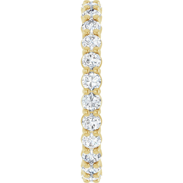 14K Gold Round Natural Diamond Low Profile Eternity Band - 2.25mm Stones - Yellow Gold - view 4