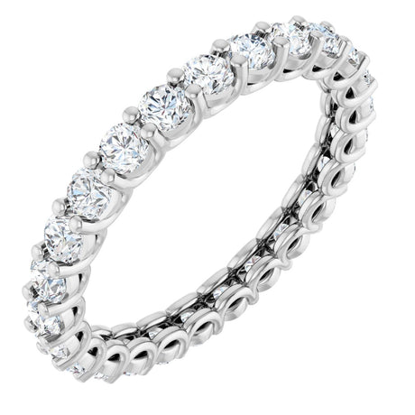14K Gold Round Lab-Grown Diamond Low Profile Eternity Band - 2.25mm Stones - White Gold
